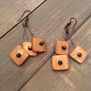 Vintage wood and metal earrings